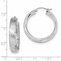 Thumbnail for 14k Polished Satin and Diamond-cut Hoop Earrings