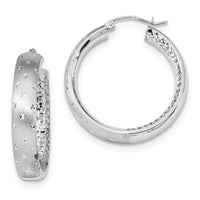 Thumbnail for 14k Polished Satin and Diamond-cut Hoop Earrings