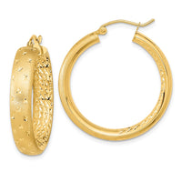 Thumbnail for 14k Polished Satin and Diamond-cut Hoop Earrings