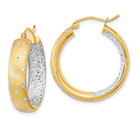 Thumbnail for 14k Polished Satin and Diamond-cut In/Out Hoop Earrings