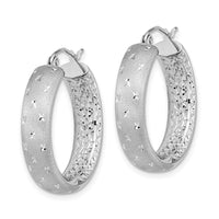 Thumbnail for 14k Polished Satin and Diamond-cut In/Out Hoop Earrings