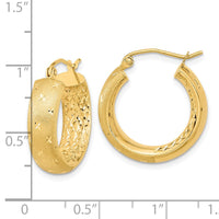Thumbnail for 14k Polished Satin and Diamond-cut In/Out Hoop Earrings