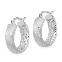 Thumbnail for 14k Polished Satin and Diamond-cut In/Out Hoop Earrings