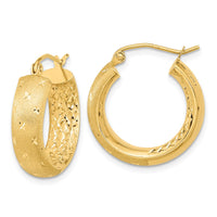 Thumbnail for 14k Polished Satin and Diamond-cut In/Out Hoop Earrings