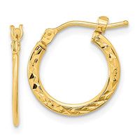 Thumbnail for 14k Gold Polished and Diamond-cut Hoop Earrings