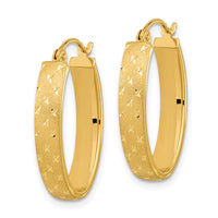 Thumbnail for 14k Polished Satin Diamond-cut Hoop Earrings