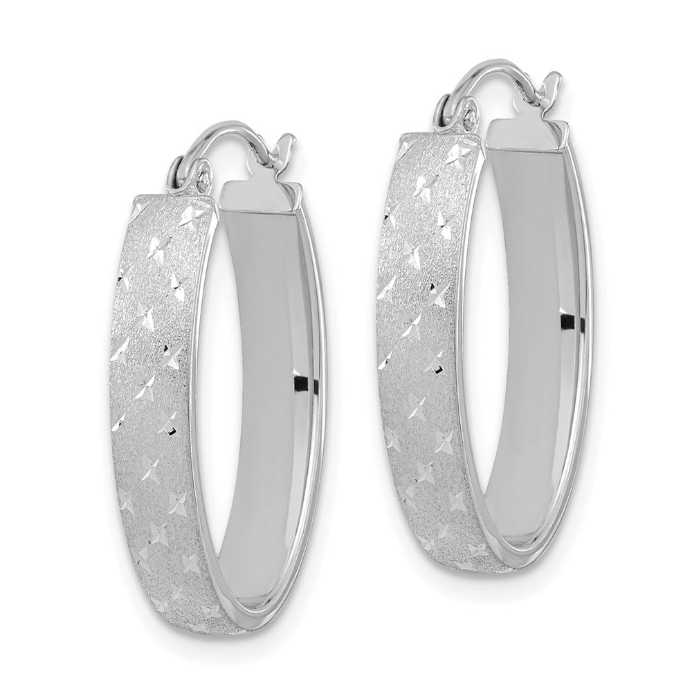 14k Polished Satin Diamond-cut Hoop Earrings