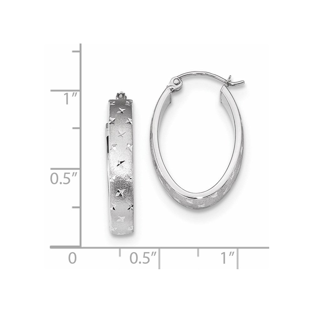 14k Polished Satin Diamond-cut Hoop Earrings