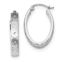Thumbnail for 14k Polished Satin Diamond-cut Hoop Earrings
