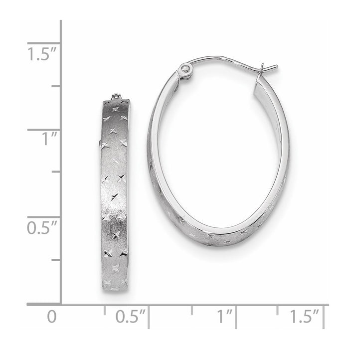 14k Polished Satin Diamond-cut Hoop Earrings