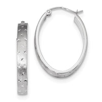Thumbnail for 14k Polished Satin Diamond-cut Hoop Earrings