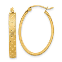 Thumbnail for 14k Polished Satin Diamond-cut Hoop Earrings