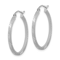 Thumbnail for 14k Satin Diamond-cut Square Tube Hoop Earrings