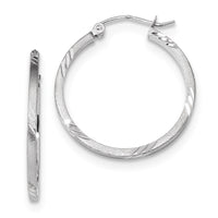 Thumbnail for 14k Satin Diamond-cut Square Tube Hoop Earrings