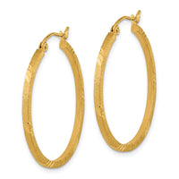 Thumbnail for 14k Satin Diamond-cut Square Tube Hoop Earrings