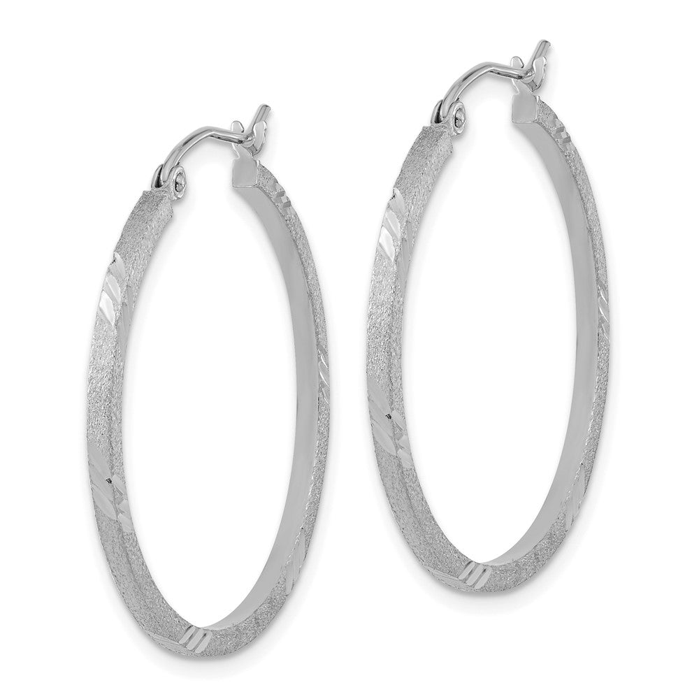 14k Satin Diamond-cut Square Tube Hoop Earrings
