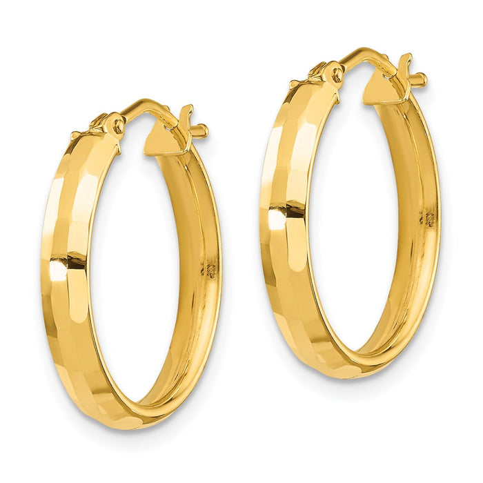 14k Gold Polished and Textured Hoop Earrings