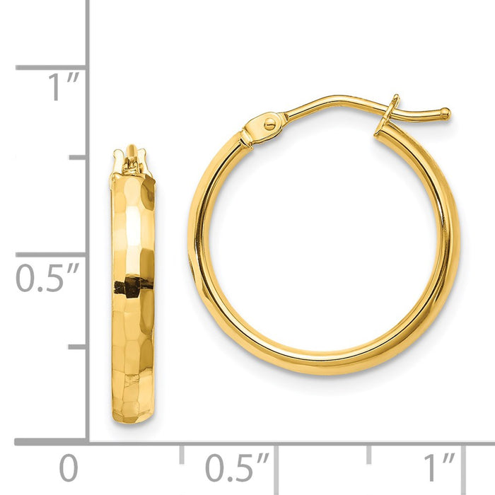 14k Gold Polished and Textured Hoop Earrings