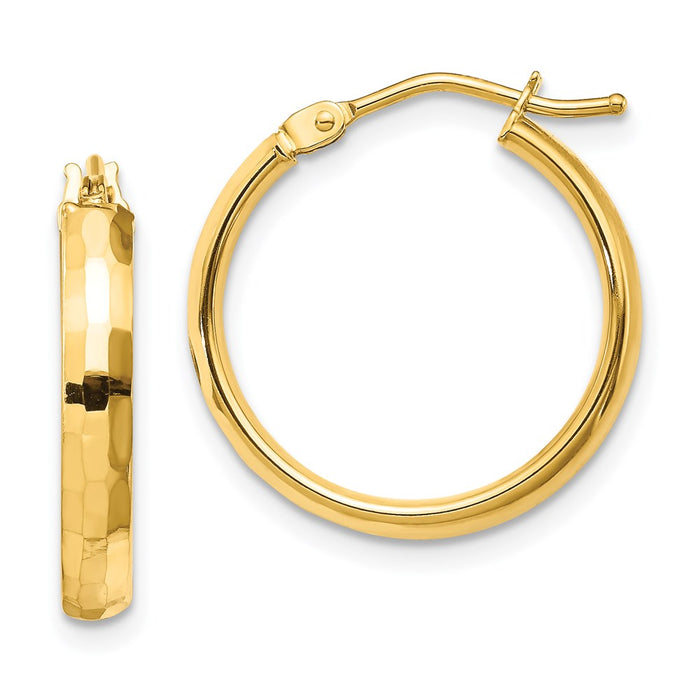 14k Gold Polished and Textured Hoop Earrings