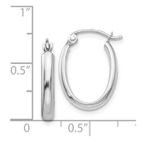Thumbnail for 14k White Gold Polished 2.75mm Oval Tube Hoop Earrings