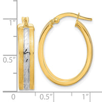 Thumbnail for 14k White Rhodium Diamond-cut Polished and Satin Hoop Earrings