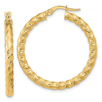 Thumbnail for 14k Gold Polished 3mm Twisted Hoop Earrings