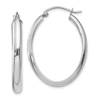 Thumbnail for 14k White Gold Polished 3.75mm Oval Tube Hoop Earrings