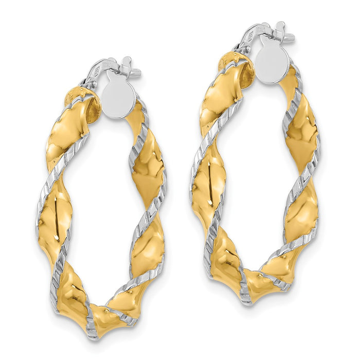 14k Two Tone Twisted Hoops