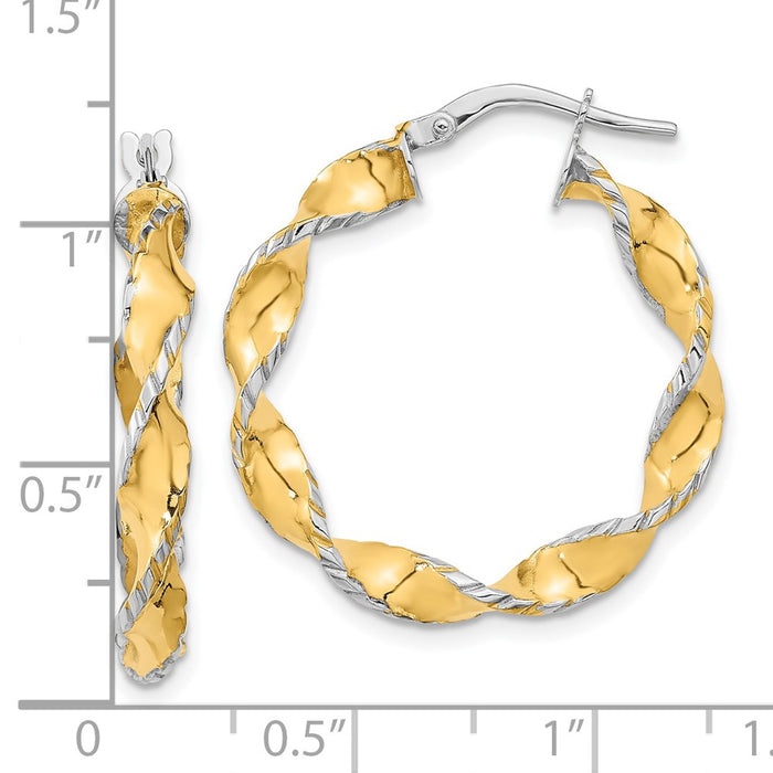 14k Two Tone Twisted Hoops