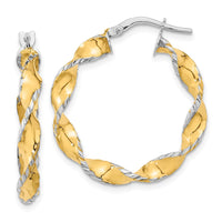 Thumbnail for 14k Two Tone Twisted Hoops