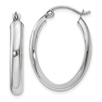 Thumbnail for 14k White Gold Polished 3.75mm Oval Tube Hoop Earrings