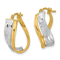 Thumbnail for 14k Two-Tone Diamond-cut and Polished Earrings