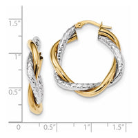 Thumbnail for 14k Two-tone Polished and Textured Twisted Hoop Earrings