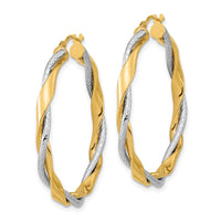 Thumbnail for 14k Two-tone Polished Rope Twisted Hoop Earrings