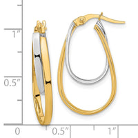 Thumbnail for 14k Two-tone Polished Double Oval Hoop Earrings
