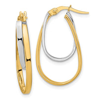 Thumbnail for 14k Two-tone Polished Double Oval Hoop Earrings