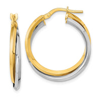 Thumbnail for 14k Two Tone Polished Double Hoops