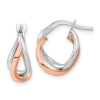 Thumbnail for 14k White and Rose Gold Fancy Hoops