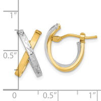 Thumbnail for 14k Two-Tone Diamond-cut Polished Hoop Earrings