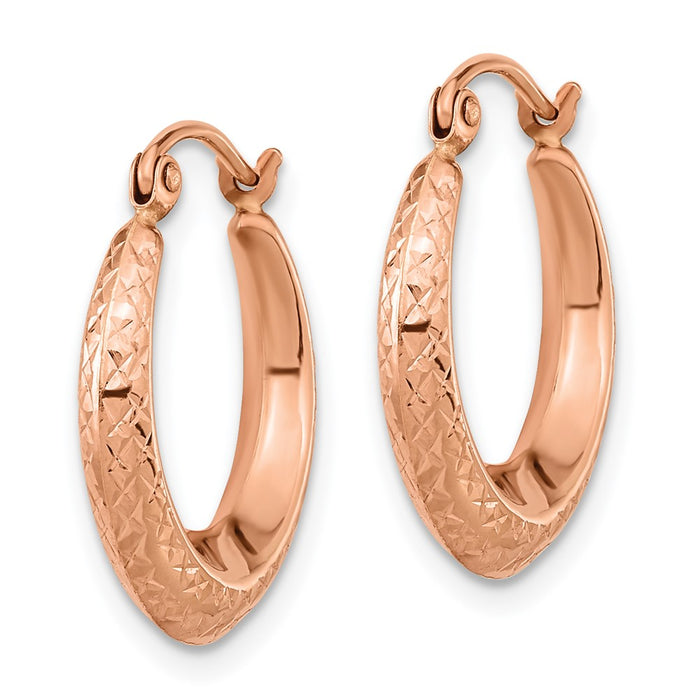 14K Rose Gold Textured Hollow Hoop Earrings