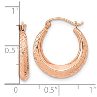 Thumbnail for 14K Rose Gold Textured Hollow Hoop Earrings