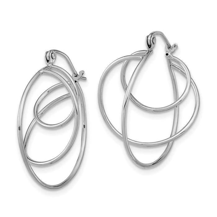 14k White Gold Polished Twisted Circles Hoop Earrings
