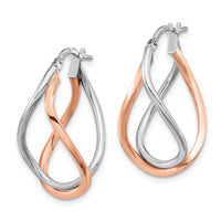 Thumbnail for 14k Yellow Gold w/White Rhodium and Rose Gold-plated Swirl Hoops