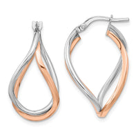 Thumbnail for 14k Yellow Gold w/White Rhodium and Rose Gold-plated Swirl Hoops