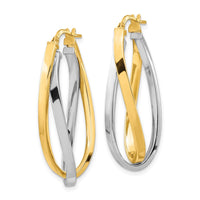 Thumbnail for 14k Two Tone Polished Oval Double Hoops