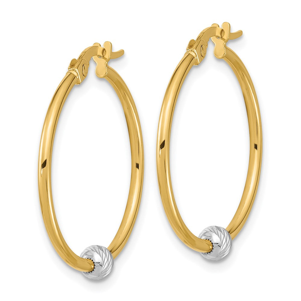 14k Two-tone Polished Diamond Cut Hoop Earrings
