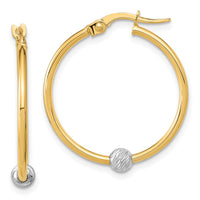 Thumbnail for 14k Two-tone Polished Diamond Cut Hoop Earrings