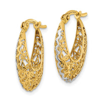 Thumbnail for 14k Rhodium-plated Polished Filigree Hoop Earrings