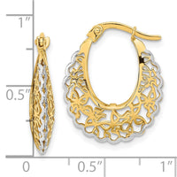 Thumbnail for 14k Rhodium-plated Polished Filigree Hoop Earrings