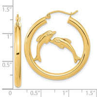 Thumbnail for 14k Polished Dolphins Hoop Earrings